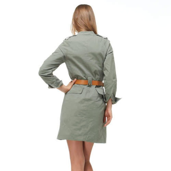 Khaki Green Belted Military Jacket  Trench - Picture 3 of 6